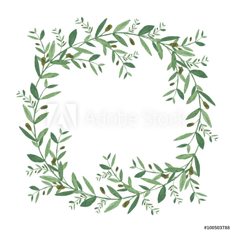 Afbeeldingen van Watercolor olive wreath